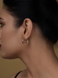 LeCalla Silver-Plated 925 Sterling Silver Two-Tone Lightweight Intertwined Hoop Earrings
