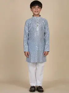 Pro-Ethic STYLE DEVELOPER Boys Embroidered Regular Sequinned Kurta with Pyjamas