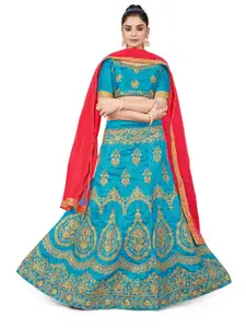 Maroosh Embellished Thread Work Unstitched Lehenga & Blouse With Dupatta