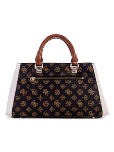 GUESS Women Geometric Printed PU Structured Satchel