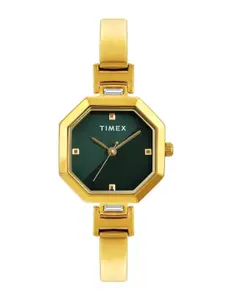 Timex Women Brass Dial & Stainless Steel Bracelet Style Straps Analogue Watch TWEL195SMU02
