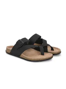 Azzaro Black Men One Toe Comfort Sandal