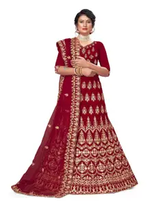 Maroosh Embellished Thread Work Unstitched Lehenga & Blouse With Dupatta