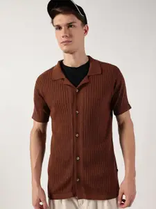 Thomas Scott Men Premium Cuban Collar Solid Cotton Casual Shirt