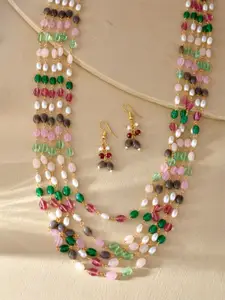 DASTOOR Layered Beaded Necklace & Earrings