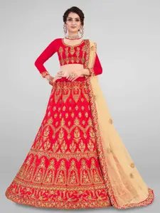 Maroosh Embroidered Thread Work Unstitched Lehenga & Blouse With Dupatta