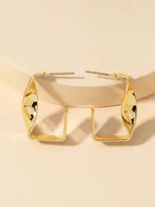 VAGHBHATT Gold-Plated Stainless Steel Geometric Shaped Twisted Drop Earrings