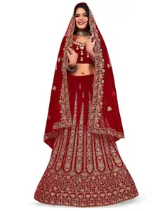 Maroosh Embellished Thread Work Unstitched Lehenga & Blouse With Dupatta