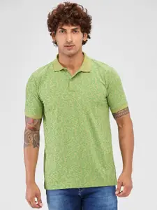 Park Avenue Men Floral Printed Polo Collar Cotton T-shirt