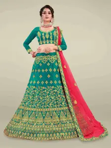 Maroosh Embroidered Thread Work Unstitched Lehenga & Blouse With Dupatta