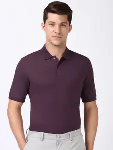 Peter England Men Solid Polo Collar Cotton T-shirt