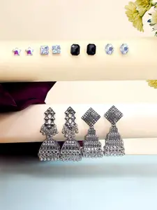 PRIVIU Set of 6 Oxidised  Jhumkas Earrings