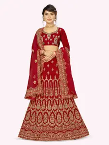 Maroosh Embroidered Thread Work Unstitched Lehenga & Blouse With Dupatta