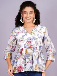 HIGHLIGHT FASHION EXPORT Women Floral Printed V-Neck Top