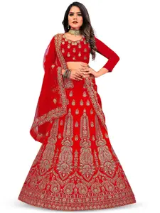 Maroosh Embellished Thread Work Unstitched Lehenga & Blouse With Dupatta