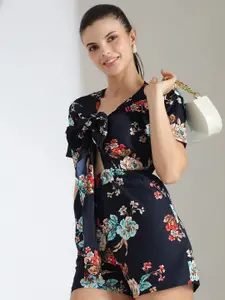 Kotty Women Printed Short Sleeves Jumpsuit