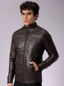 The Indian Garage Co Men Spread Collar Long Sleeves Bomber with Patchwork Jacket