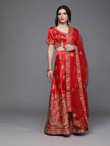Maroosh Embroidered Thread Work Unstitched Lehenga & Blouse With Dupatta