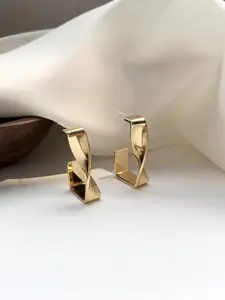 VAGHBHATT Gold-Plated Stainless Steel Geometric Shaped Twisted Drop Earrings