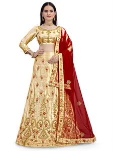 Maroosh Embellished Beads and Stones Unstitched Lehenga & Blouse With Dupatta