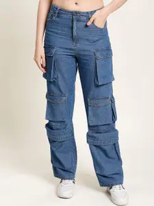 Bene Kleed Women Classic Straight Fit High-Rise Highly Distressed Light Fade Jeans