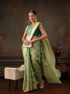 Silk Land Floral Zari Cotton Saree