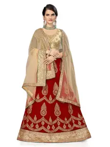 Maroosh Embellished Thread Work Unstitched Lehenga & Blouse With Dupatta