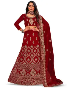 Maroosh Women Embellished Thread Work Unstitched Lehenga & Blouse With Dupatta