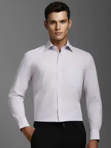 Louis Philippe Men Classic Spread Collar Geometric Printed Cotton Formal Shirt