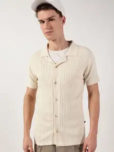 Thomas Scott Men Premium Cuban Collar Solid Cotton Casual Shirt