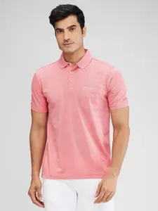 Park Avenue Men Self Design Polo Collar Cotton T-shirt