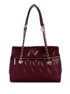 GUESS Women Textured Structured Satchel with Quilted Details