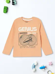 max Boys Typography Printed Round Neck Cotton T-shirt