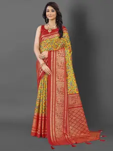 Mitera Ethnic Motifs Printed Zari Pochampally Saree