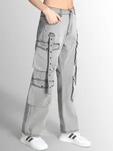 Bene Kleed Women Classic Straight Fit High-Rise Mildly Distressed Heavy Fade Jeans