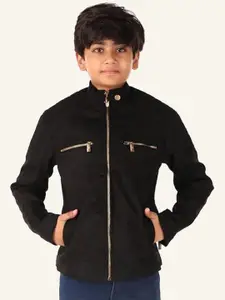 Leather Retail Boys Solid Suede Mock Collar Biker Jacket