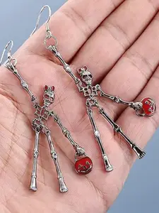 SALTY Pumpkin & Bones Drop Earrings