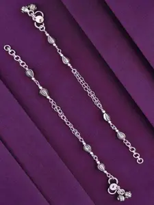 KAI JEWEL Girls 925 Sterling Silver Rhodium-Plated Anklets