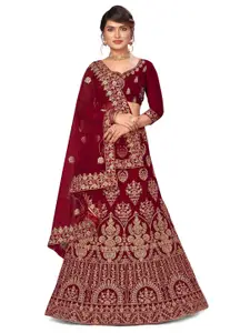 Maroosh Embroidered Thread Work Unstitched Lehenga & Blouse With Dupatta