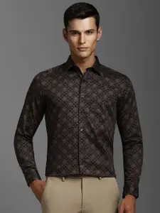 Louis Philippe Men Spread Collar Ethnic Motifs Printed Cotton Slim Fit Formal Shirt
