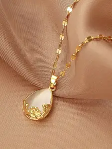 MYKI Gold-Plated Stainless Steel Teardrop Pendant With Chain