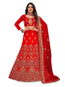 Maroosh Embellished Thread Work Unstitched Lehenga & Blouse With Dupatta