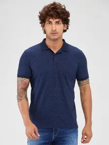 Park Avenue Men Striped Polo Collar Cotton T-shirt