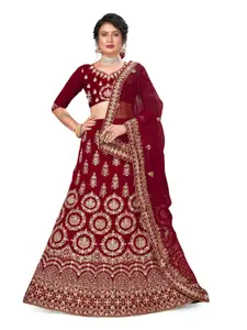 Maroosh Embellished Thread Work Unstitched Lehenga & Blouse With Dupatta