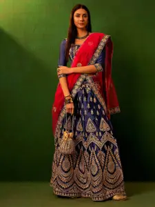 Maroosh Embellished Thread Work Unstitched Lehenga & Blouse With Dupatta