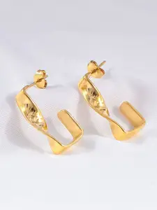 VAGHBHATT Gold Plated Geometric Hoop Earrings