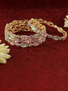 LAVAZZA Set Of 4 Amercian Diamond & Zircon Kada Bangles