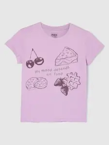 max Girls Graphic Printed Round Neck Cotton T-shirt