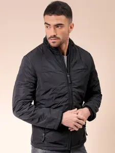 The Indian Garage Co Men Slim Fit Faux Jacket with Zip Pockets