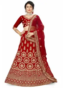 Maroosh Embellished Thread Work Unstitched Lehenga & Blouse With Dupatta